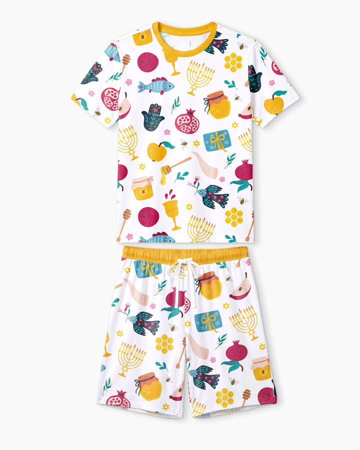 Shanah Tovah Party Men Short Sleeve Short Pajama Set