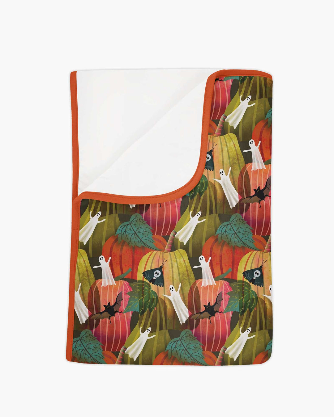 Big Pumpkin Field With Ghosts Bamboo Blanket