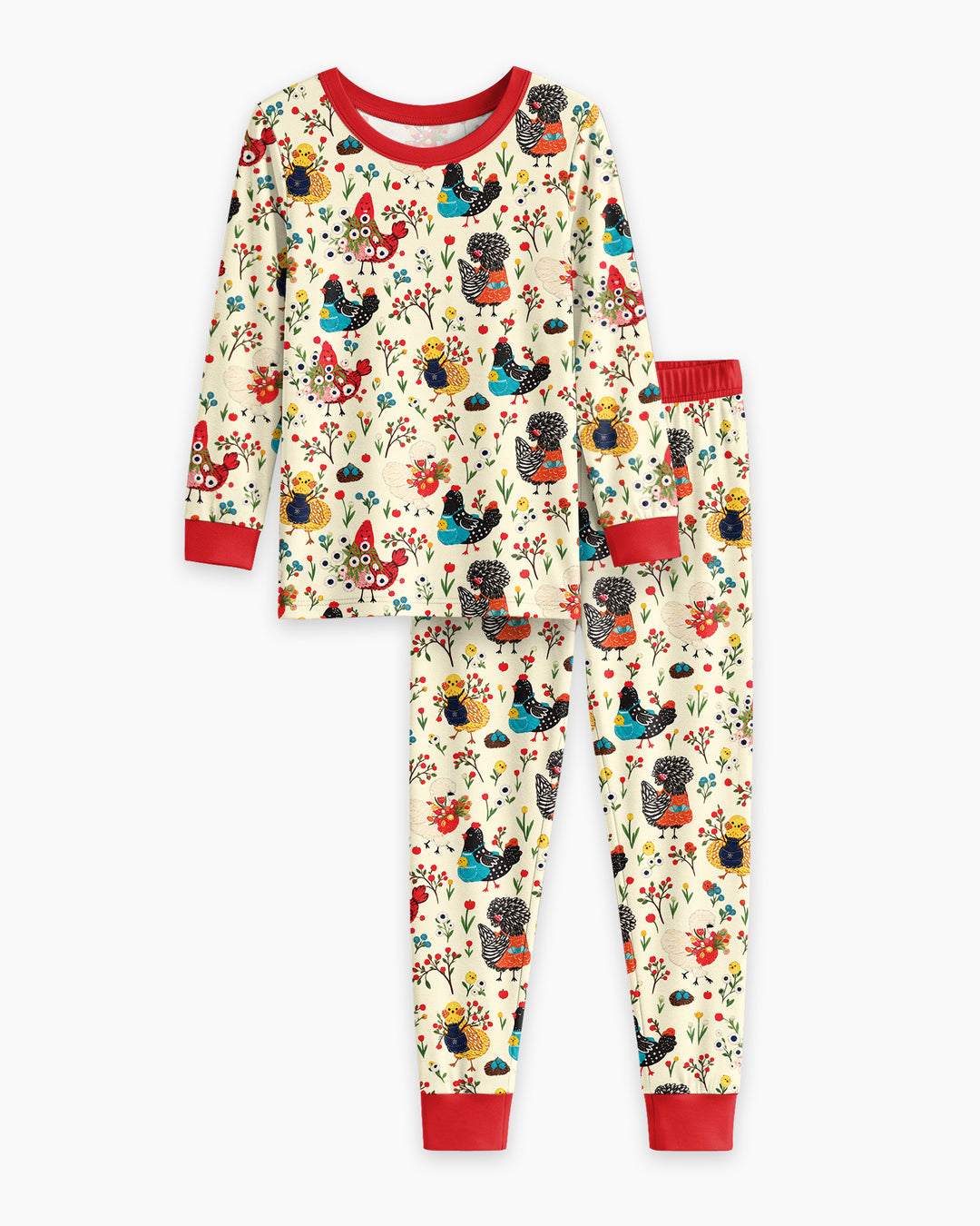 Chicken Garden Bamboo Two Piece Long Sleeve Pajama Set