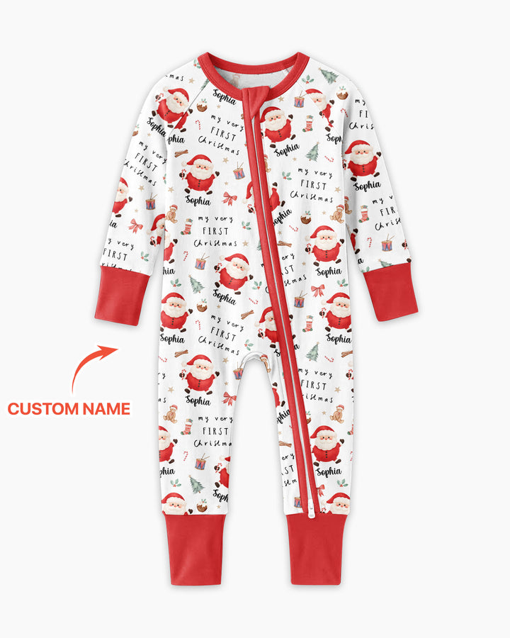 Custom Name My Very First Christmas Santa  Bamboo Convertible Zippy