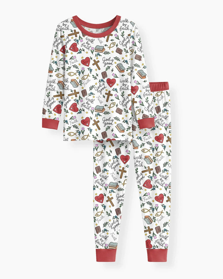 Zweiteiliges Langarm-Pyjama-Set mit Sommerfrüchten