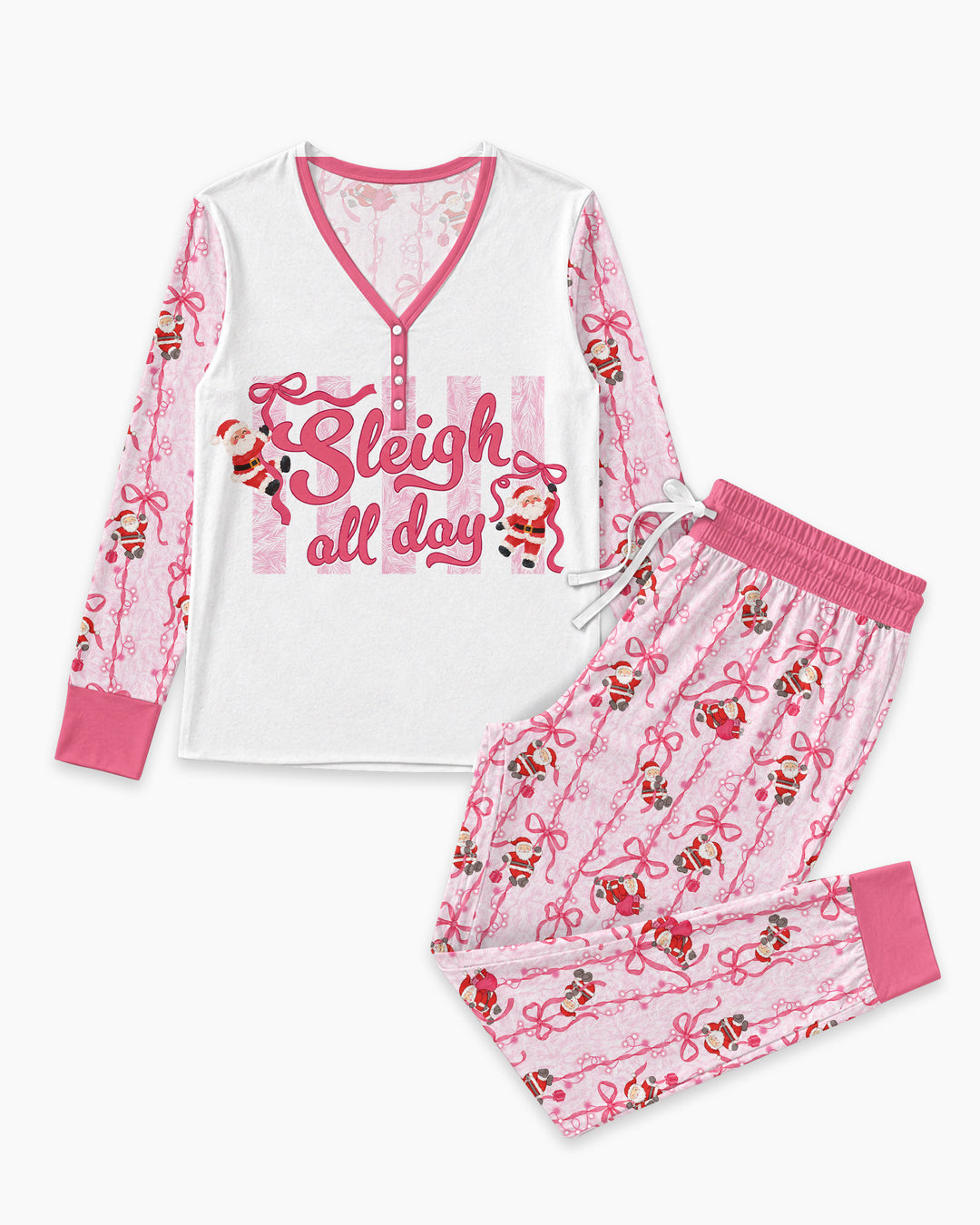 Sleigh All Day Santa Claus  Bamboo Women Pajama Set