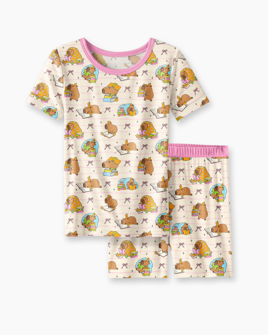 Schlafanzug-Set zweiteilig, kurze Ärmel, kurze Hose, Bambus