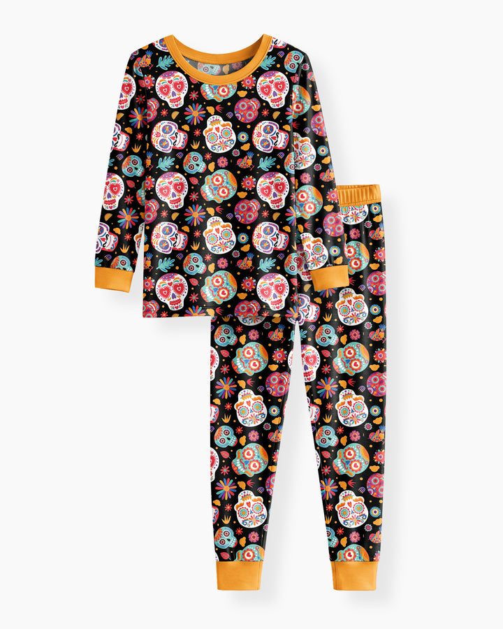 Día de los Muertos Mexico Halloween Bamboo Two Piece Long Sleeve Pajama Set