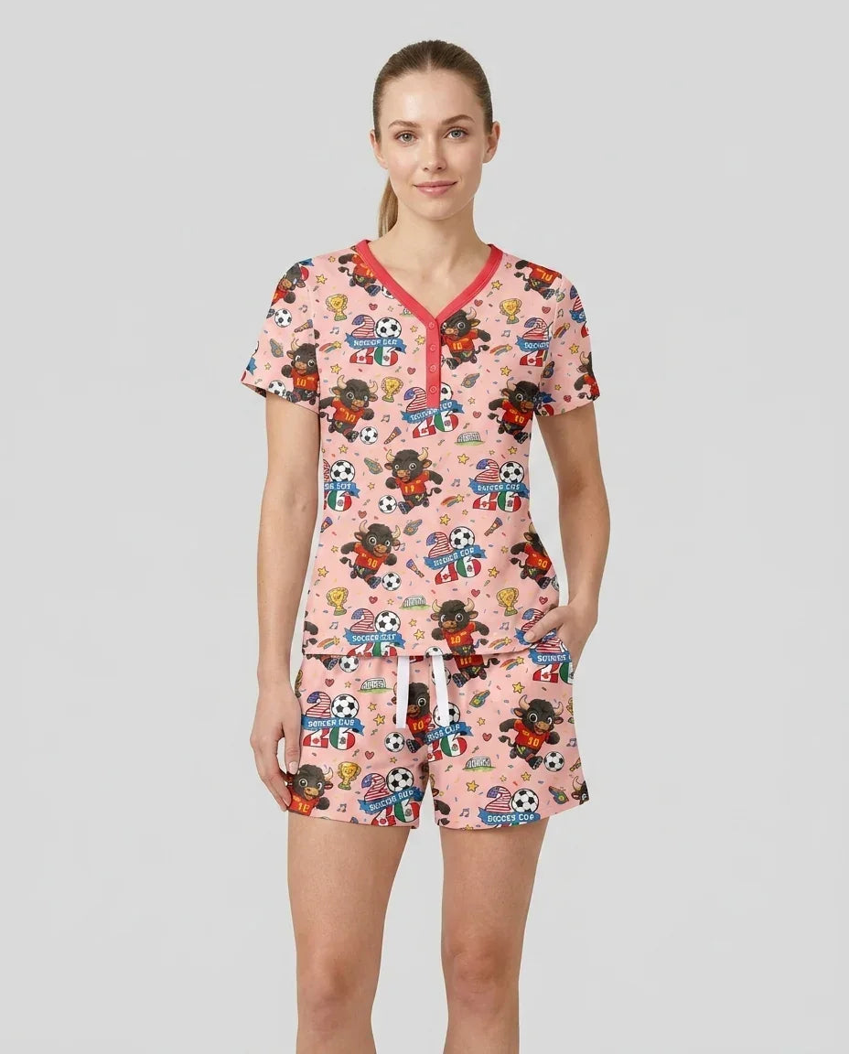 We Are The Champions Soccer Cup 2026 Bamboo Women Short Sleeve Short Pajama Set