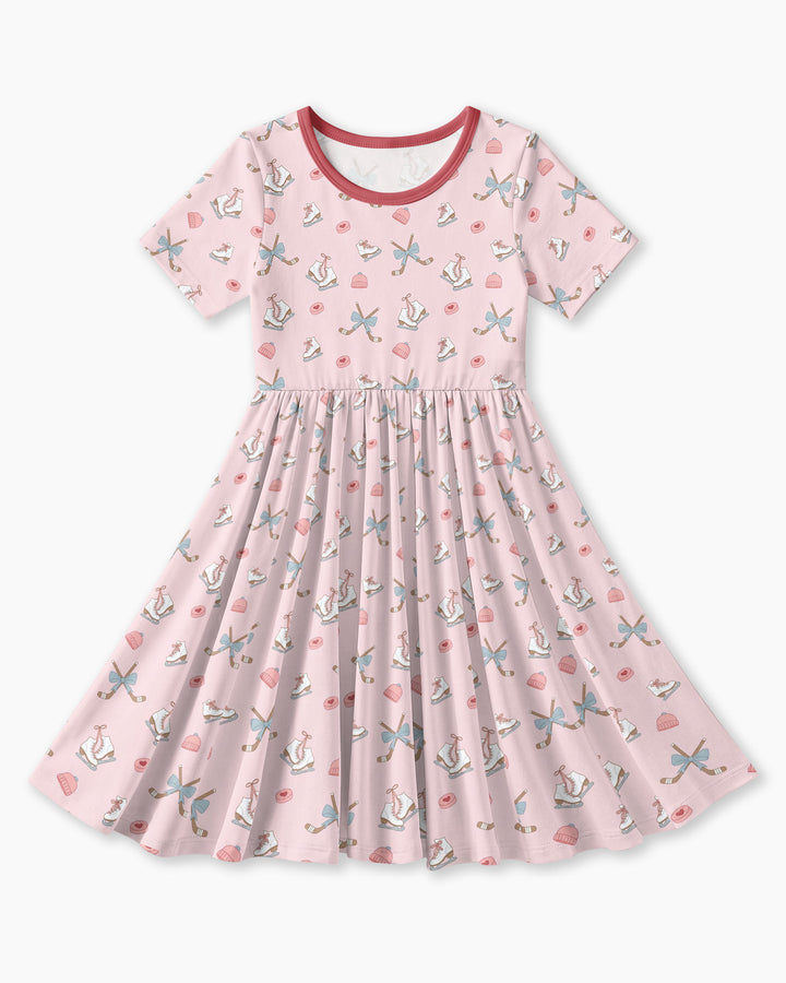 Girly Hockey Pink Bamboo Twirl Dress