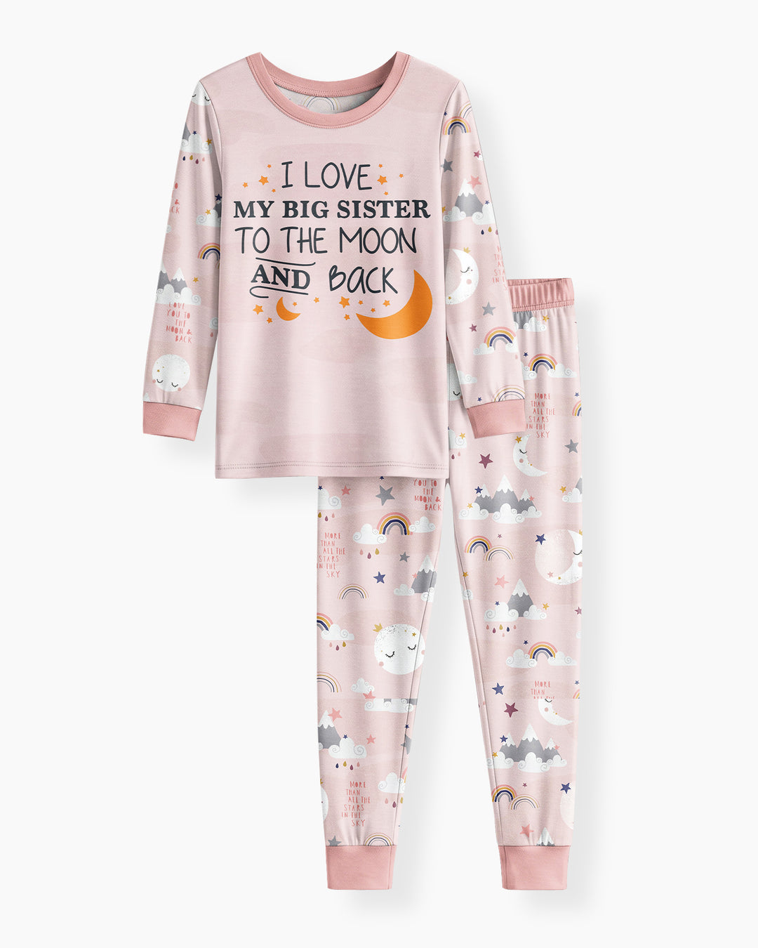 I Love My Big Sister To The Moon And Back Bamboo Two Piece Long Sleeve Pajama Set