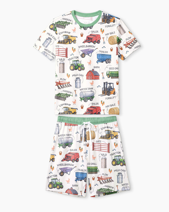 Little Farmer Bamboo Men Short Sleeve Short Pajama Set