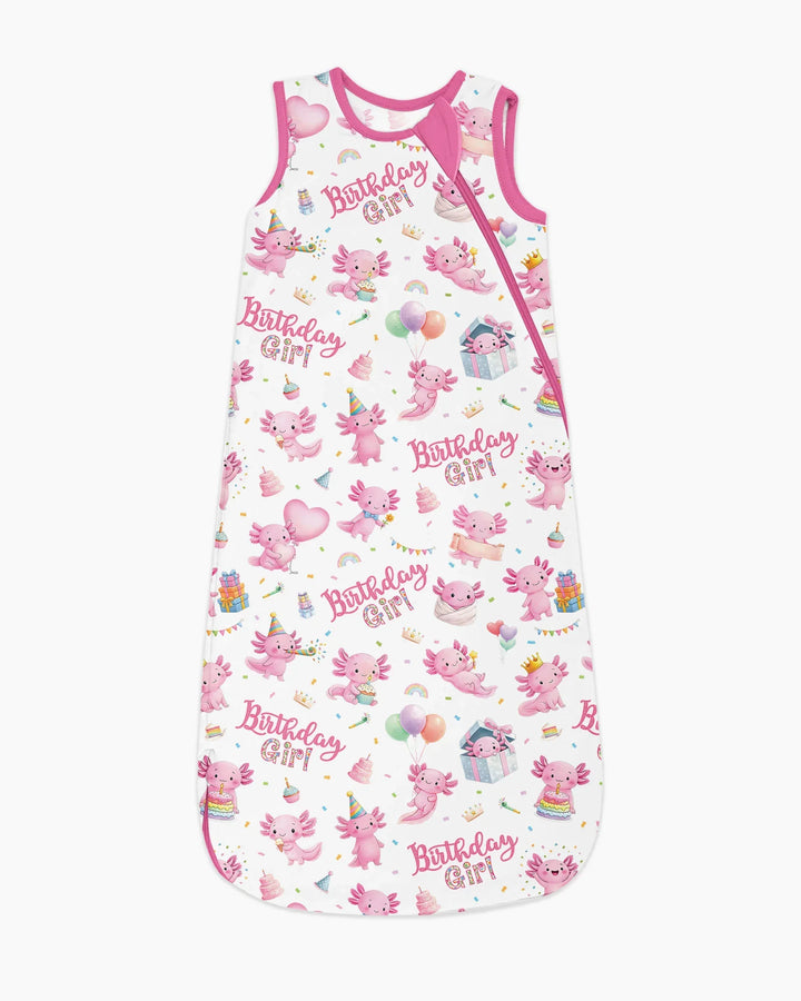Cute Axolotl Birthday Girl Bamboo Sleep Bag