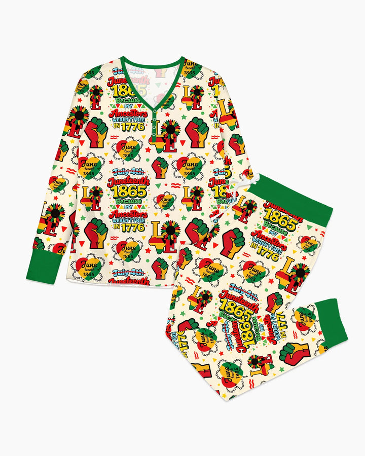 Juneteenth 1865 Weil meine Vorfahren 1776 nicht frei waren Bambus-Damen-Pyjama-Set