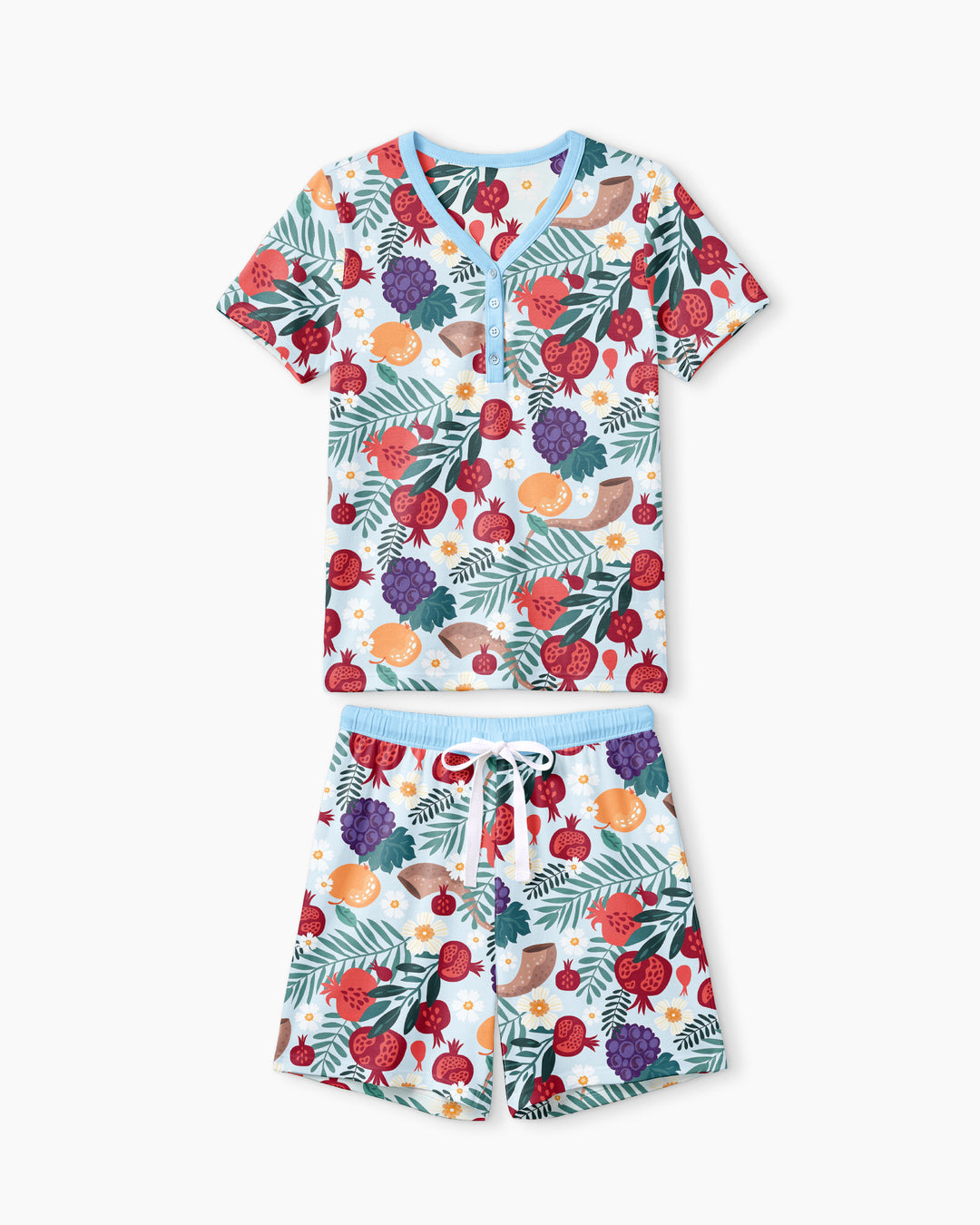 Pomegranate Blessings Night Family Matching Bamboo Women Short Sleeve Short Pajama Set