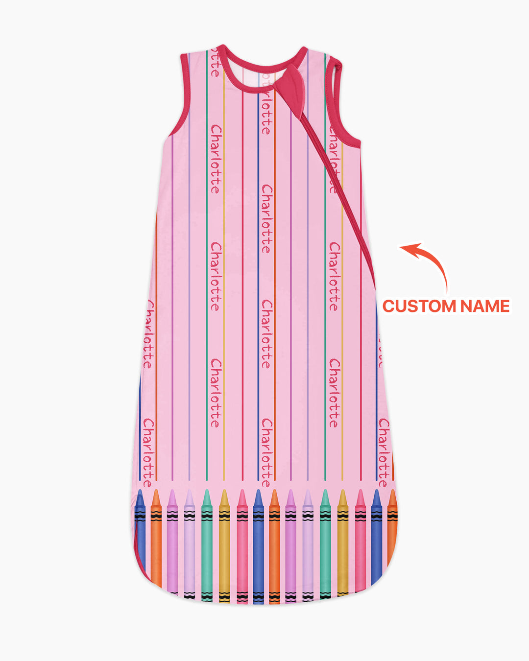Custom Name Crayon Lines Bamboo Sleep Bag