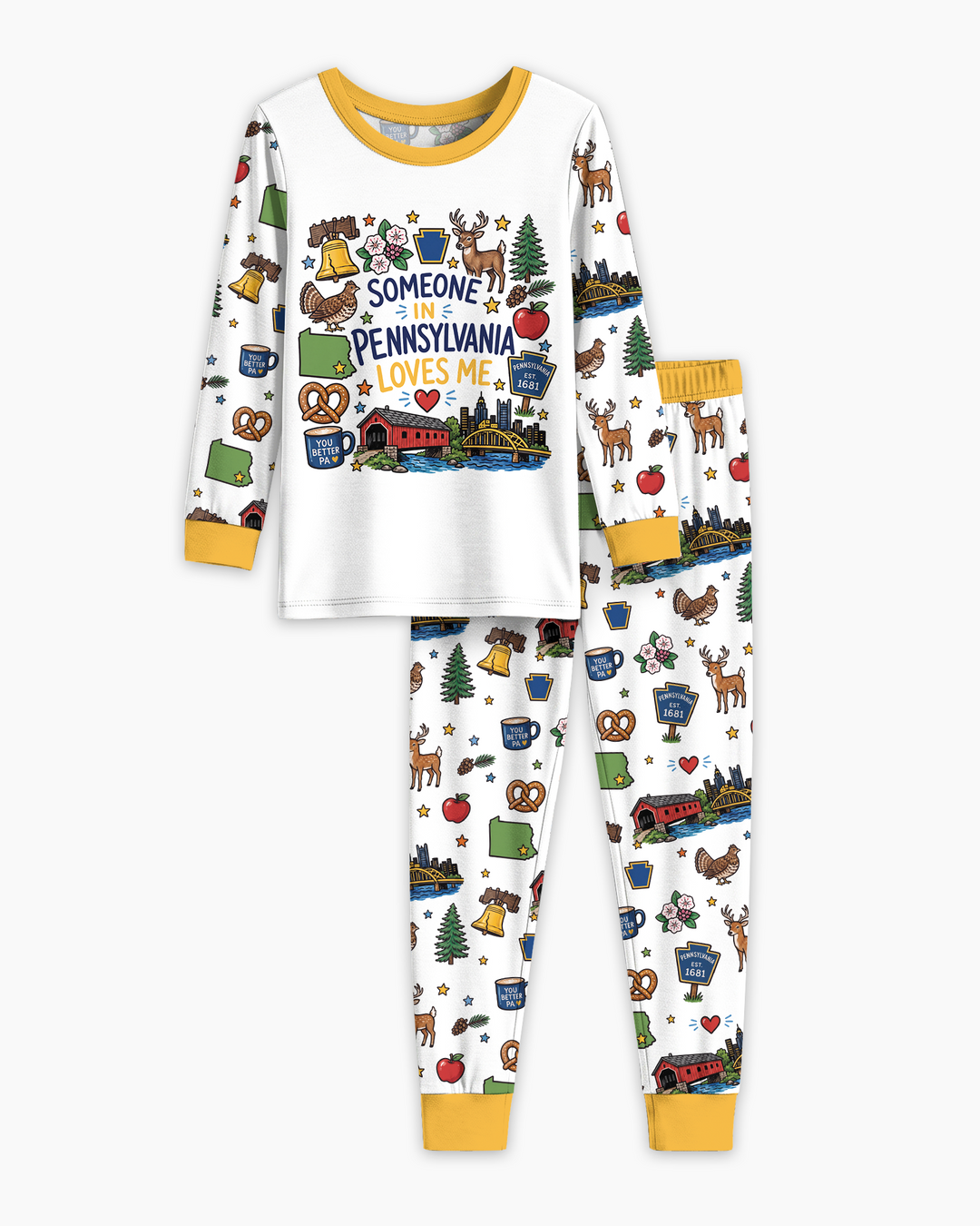 Someone in Pennsylvania Loves Me Bamboo Two Piece Long Sleeve Pajama Set