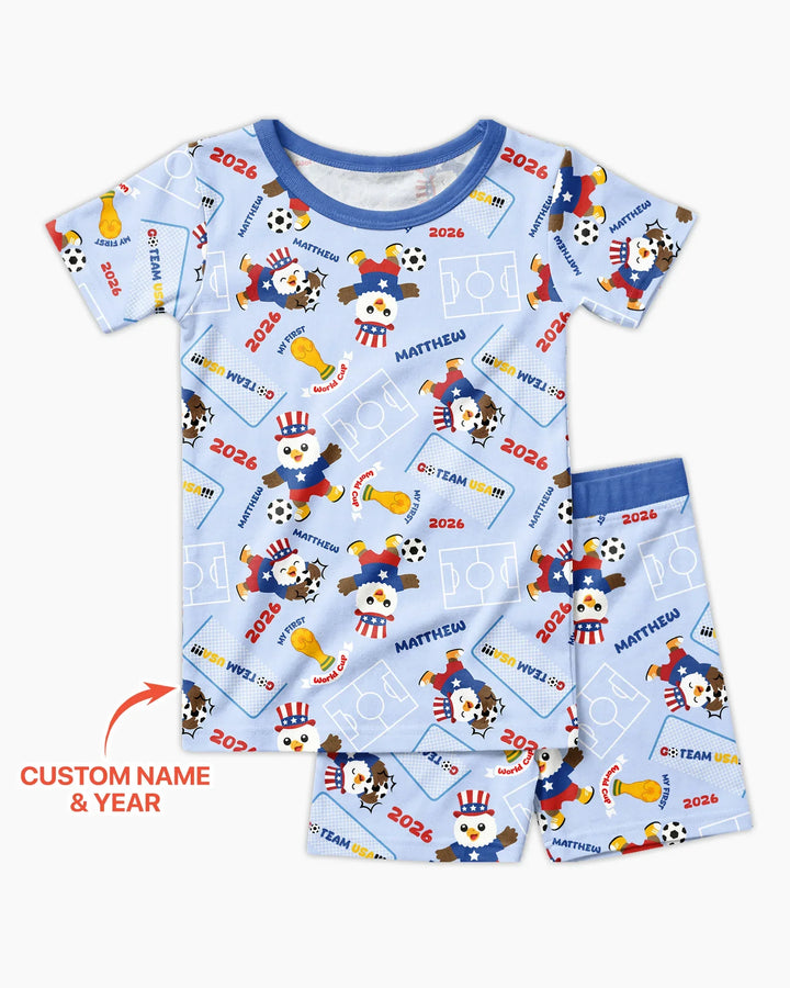 Zweiteiliges Pyjama-Set mit kurzen Ärmeln und Shorts im Sommer-Design
