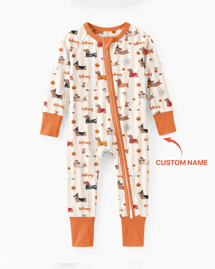 Custom Name Boo Crew Halloween Dachshund  Bamboo Convertible Zippy