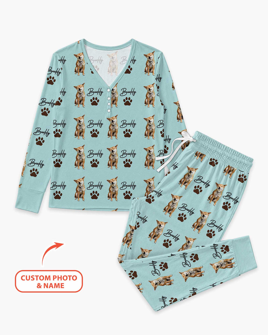 Personalized Pet Portrait Bamboo Women Pajama Set