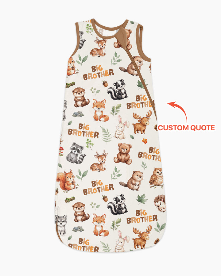 Custom Quote Woodland Animal Matching Sibling Bamboo Sleep Bag