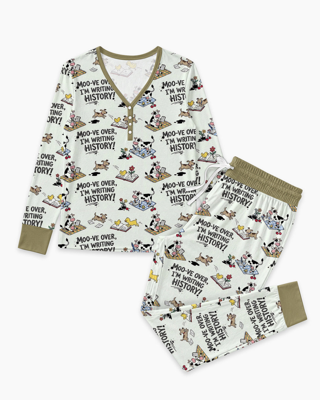 Writing Moo History Bamboo Women Pajama Set