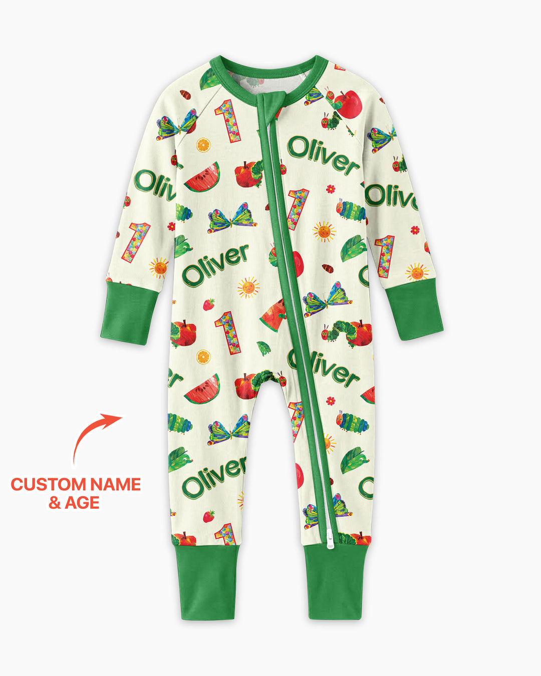 Custom Name and Age Birthday Of Very Hungry Caterpillar Bamboo Convertible Zippy