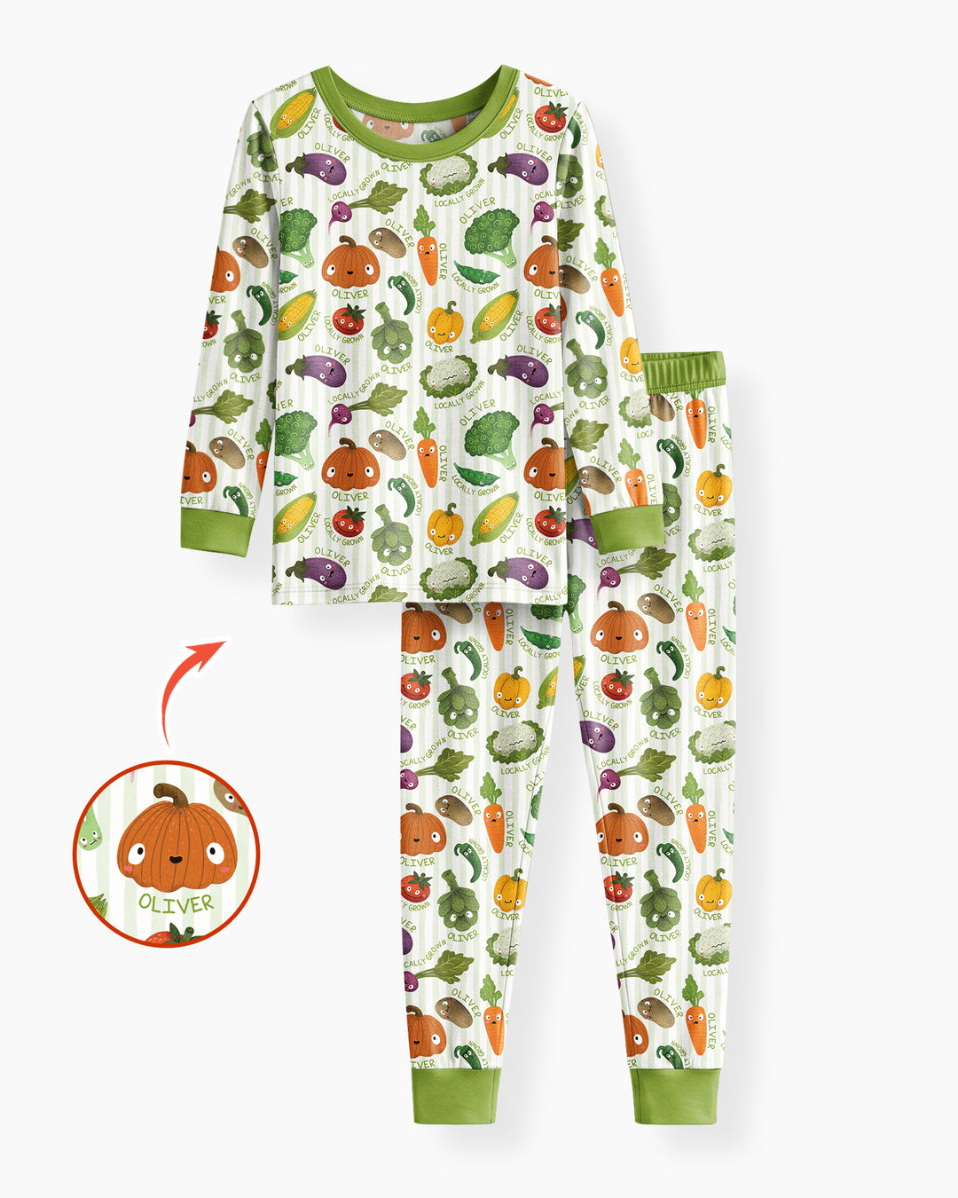 Zweiteiliges Langarm-Pyjama-Set mit Sommerfrüchten