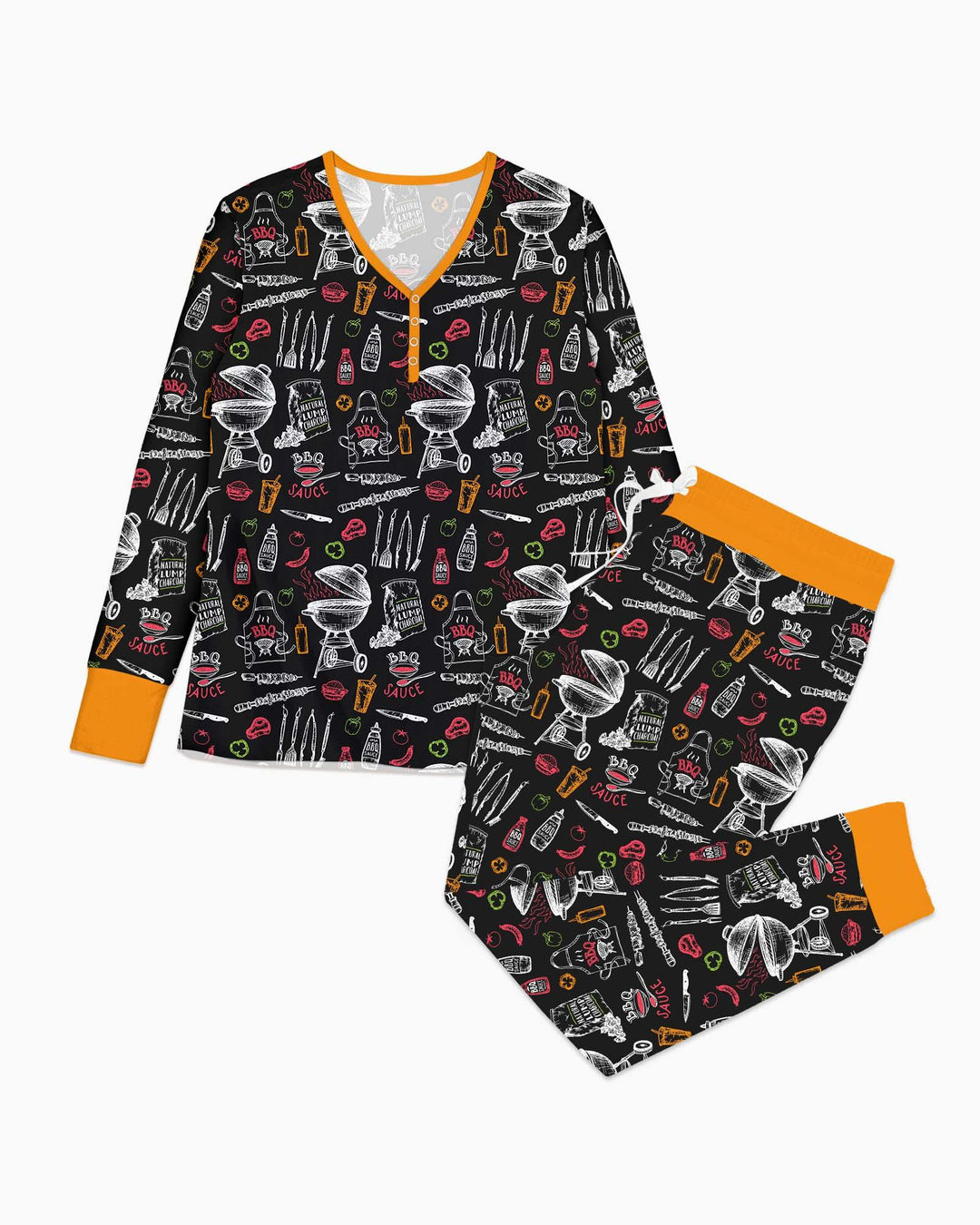 Gartengrillparty Familien-Partnerlook Bambus Damen Schlafanzug Set