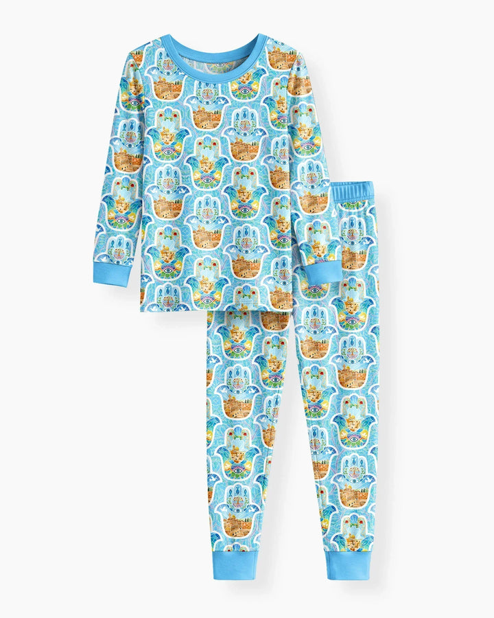 Zweiteiliges Langarm-Pyjama-Set mit Sommerfrüchten