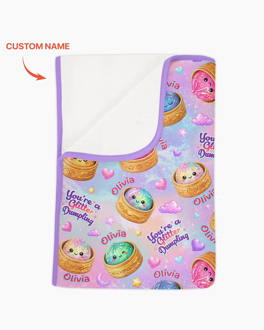 Custom Name You're A Glitter Dumpling Bamboo Blanket