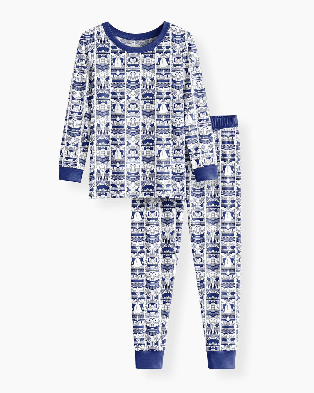 Friendly Totem Pole Figures Bamboo Two Piece Long Sleeve Pajama Set