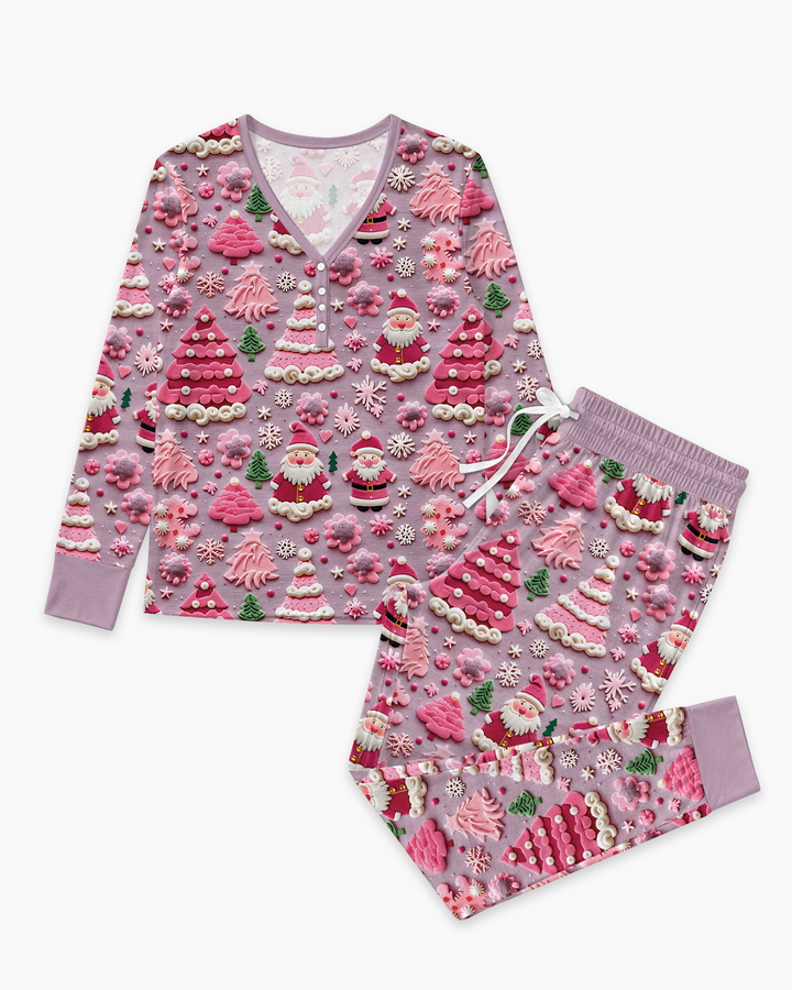 Pink Snowmen Bamboo Women Pajama Set