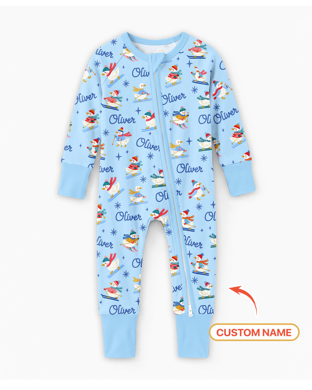 Custom Name Skiing Goose Bamboo Convertible Zippy