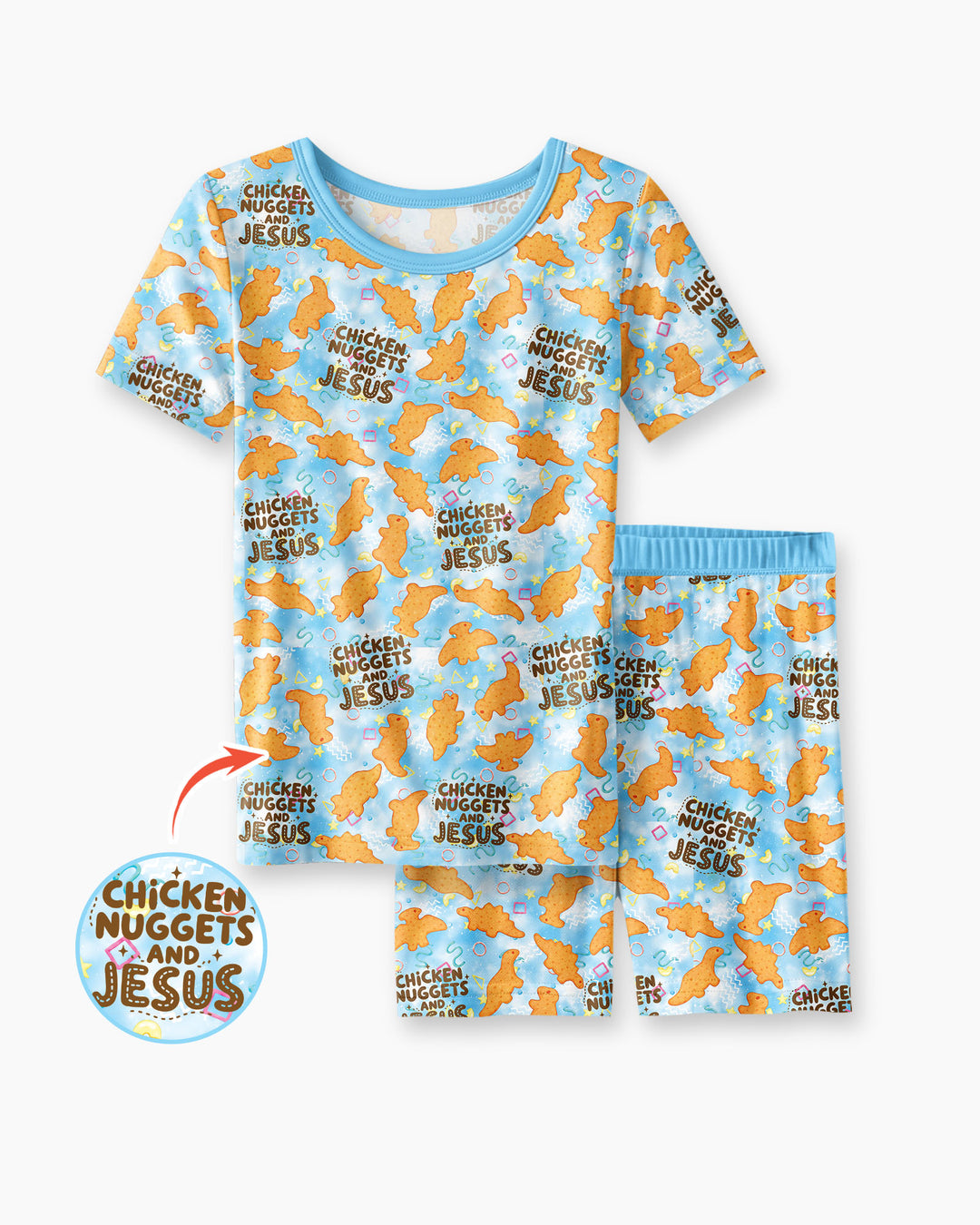 Template Zweiteiliges Pyjama-Set mit kurzen Ärmeln und Shorts
