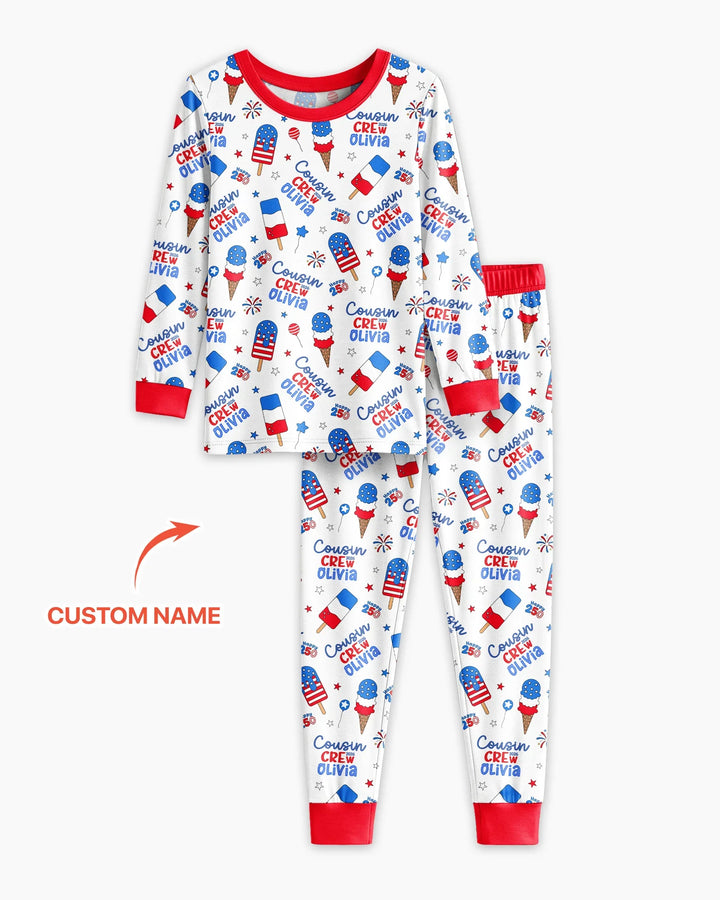 Zweiteiliges Langarm-Pyjama-Set mit Sommerfrüchten