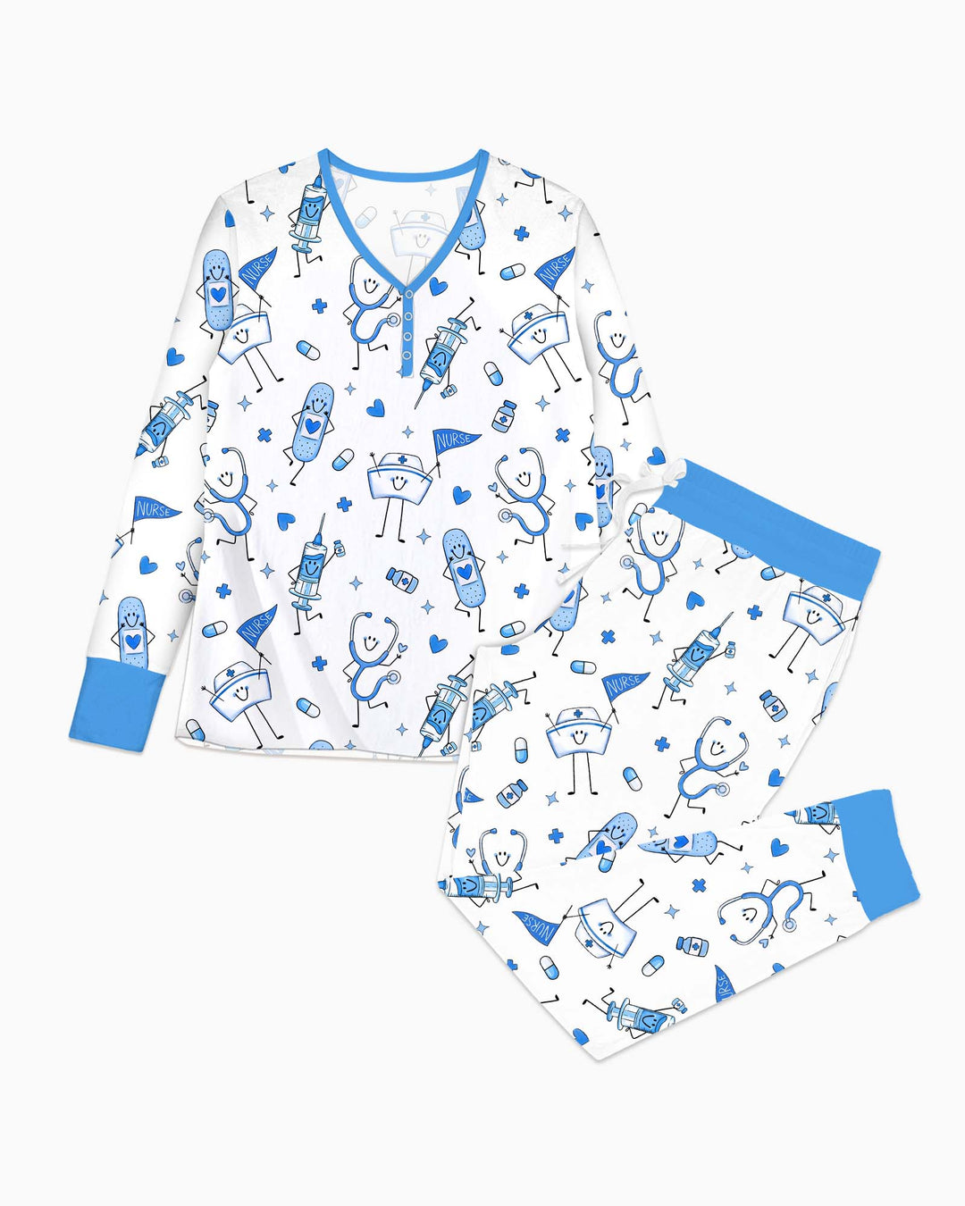 Familien-Pyjama-Set aus Bambus für Damen mit Küsten-Charme
