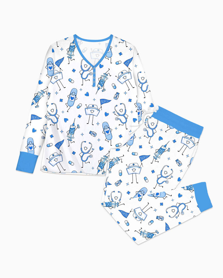 Familien-Pyjama-Set aus Bambus für Damen mit Küsten-Charme