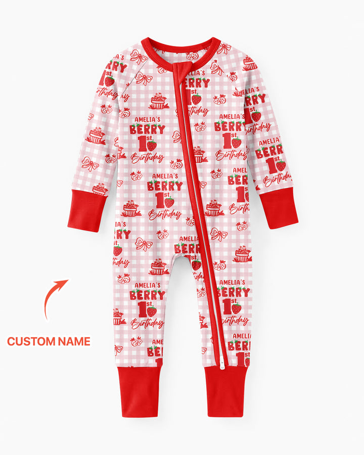 Berry 1st Birthday Sister & Me Matching Bamboo Convertible Zippy