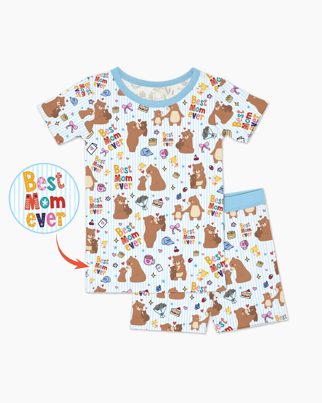 Template Zweiteiliges Pyjama-Set mit kurzen Ärmeln und Shorts