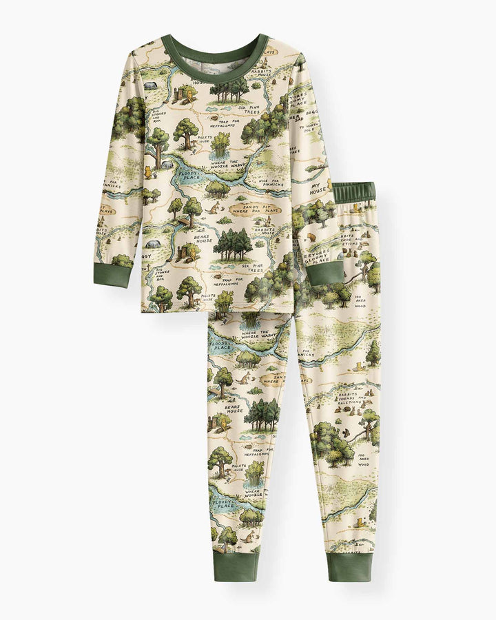 Classic Bear Maps Bamboo Two Piece Long Sleeve Pajama Set