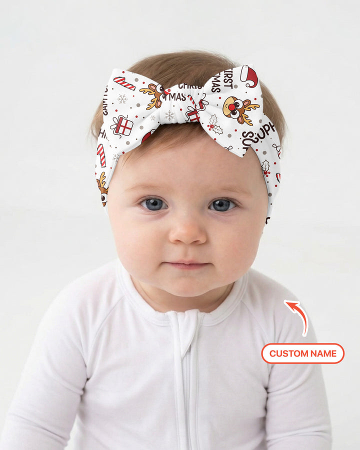 Custom Name Reindeer Doodle My First Christmas Headband
