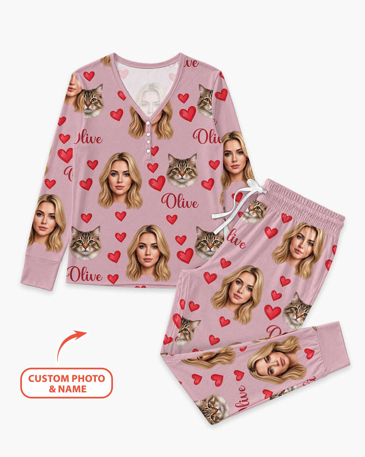 Custom Face Family Matching Bamboo Women Pajama Set