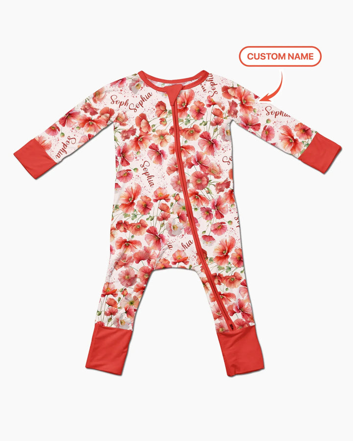 Custom Name Birth Month Flowers Bamboo Convertible Zippy