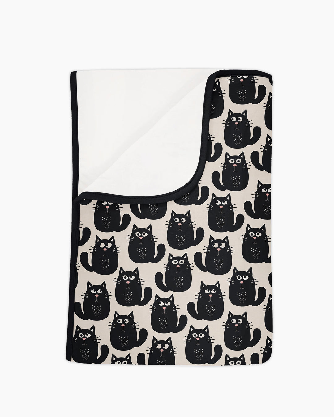 Moody Black Cats in Black and White Bamboo Blanket