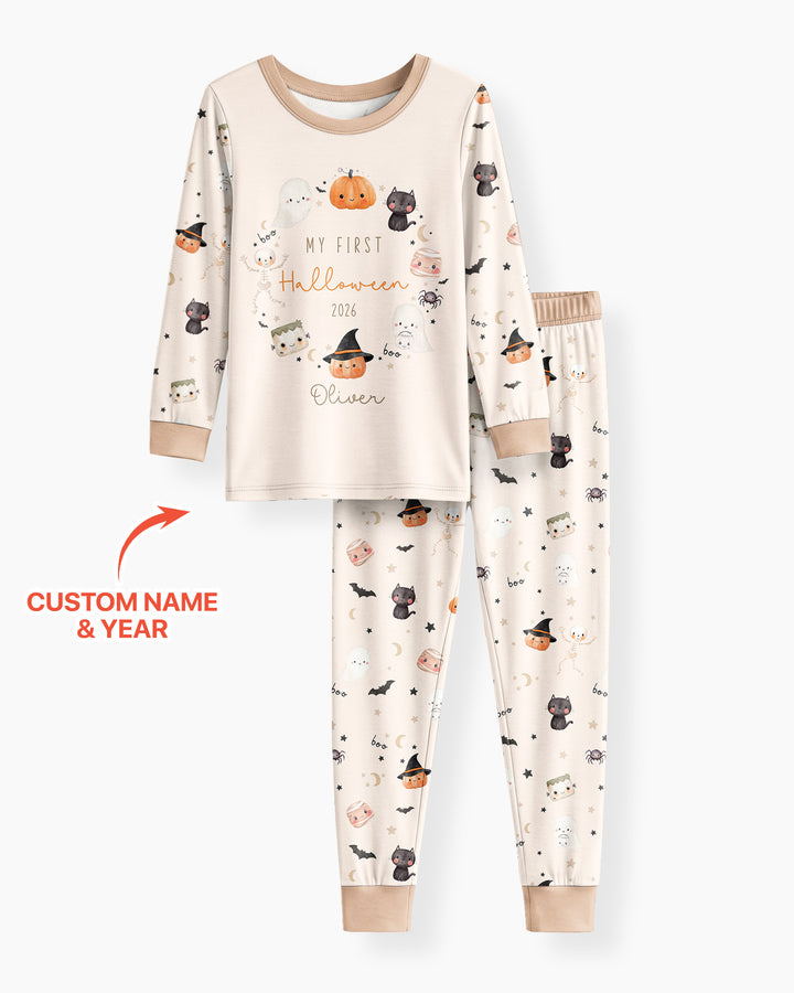 Personalised Baby First Halloween Bamboo Two Piece Long Sleeve Pajama Set