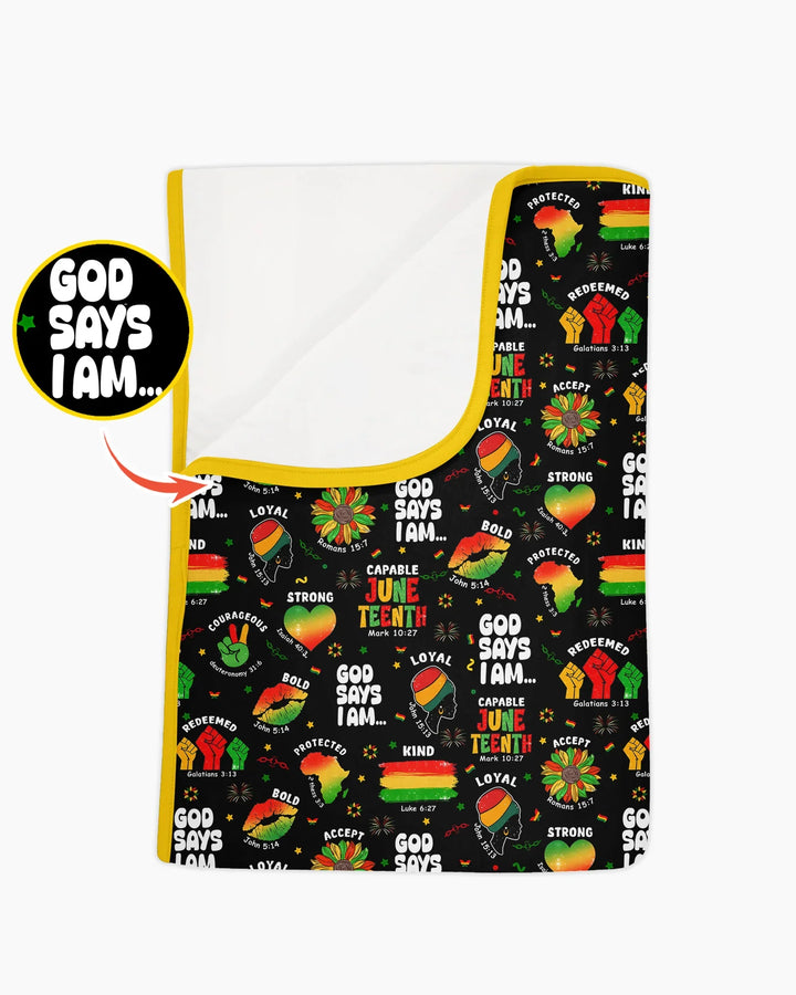 God Says I Am Juneteenth Blessings Bamboo Blanket