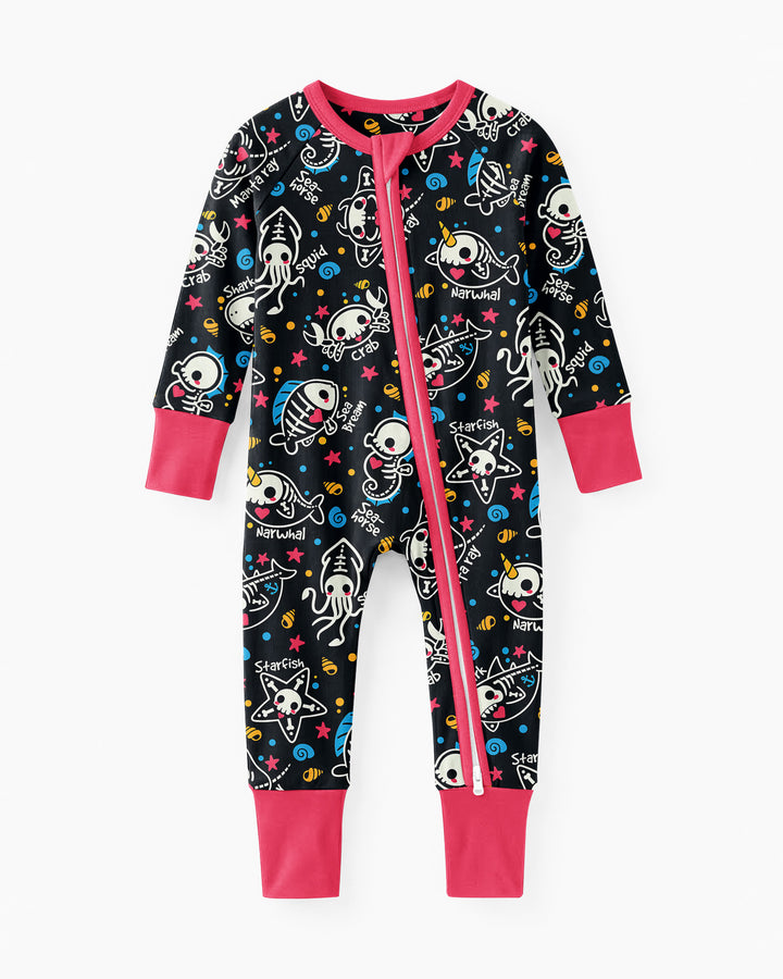Kawaii Skeleton Ocean Animals Bamboo Convertible Zippy
