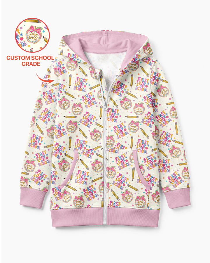 Custom School Grade First Day Cutie Bamboo Zip Hoodie