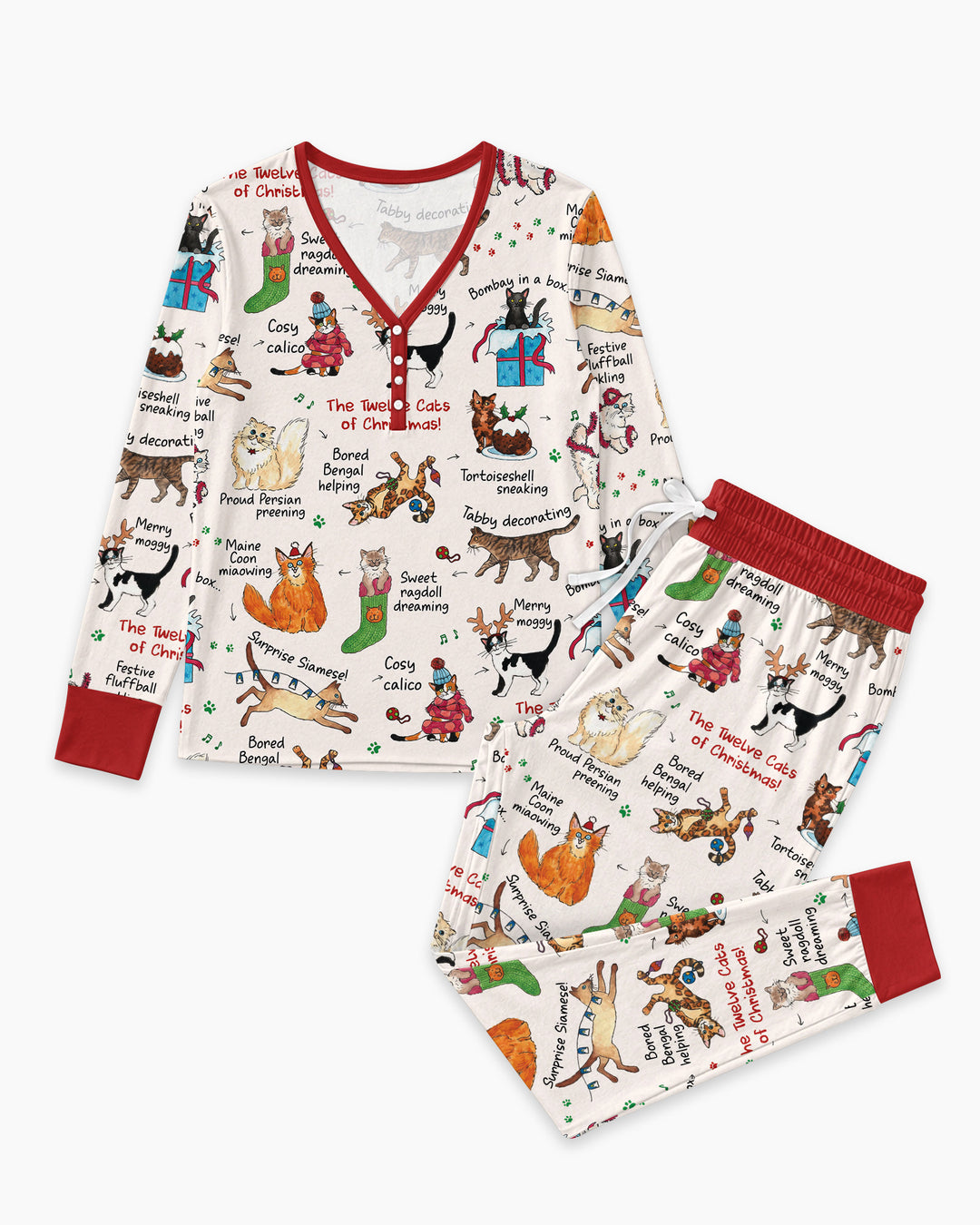 The 12 Cats of Christmas Bamboo Women Pajama Set