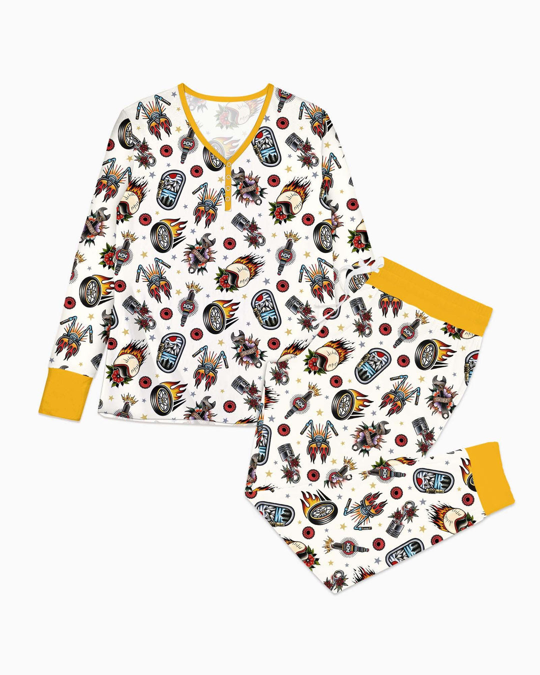 Born to Ride Together Familien-Pyjama-Set aus Bambus für Damen