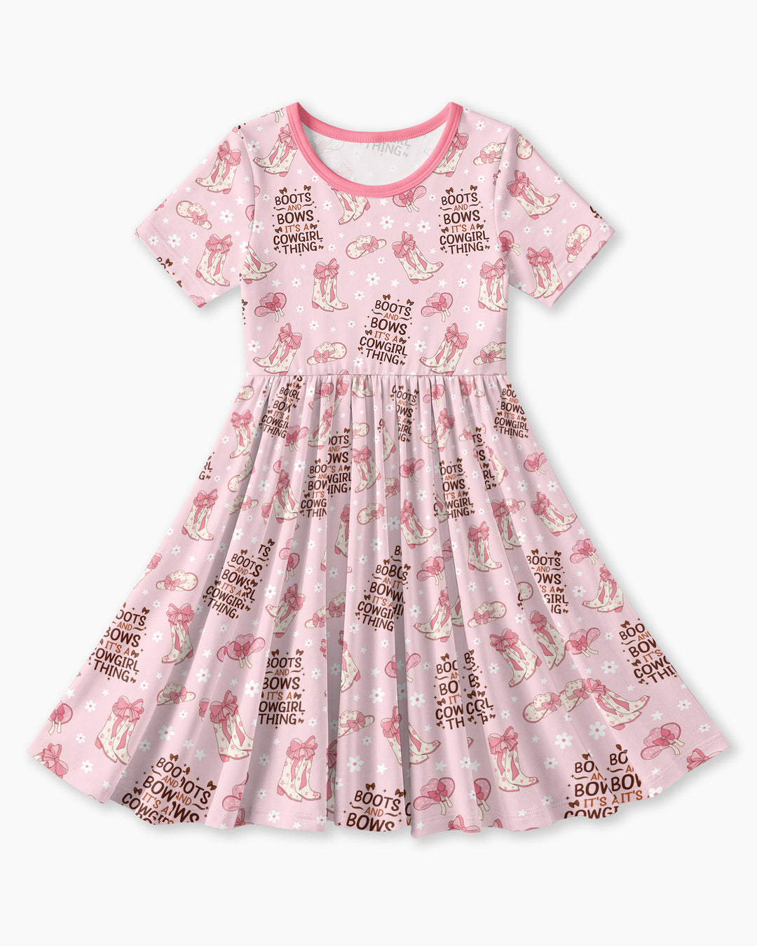 Western Cowgirl Boots And Bows Bamboo Twirl Dress