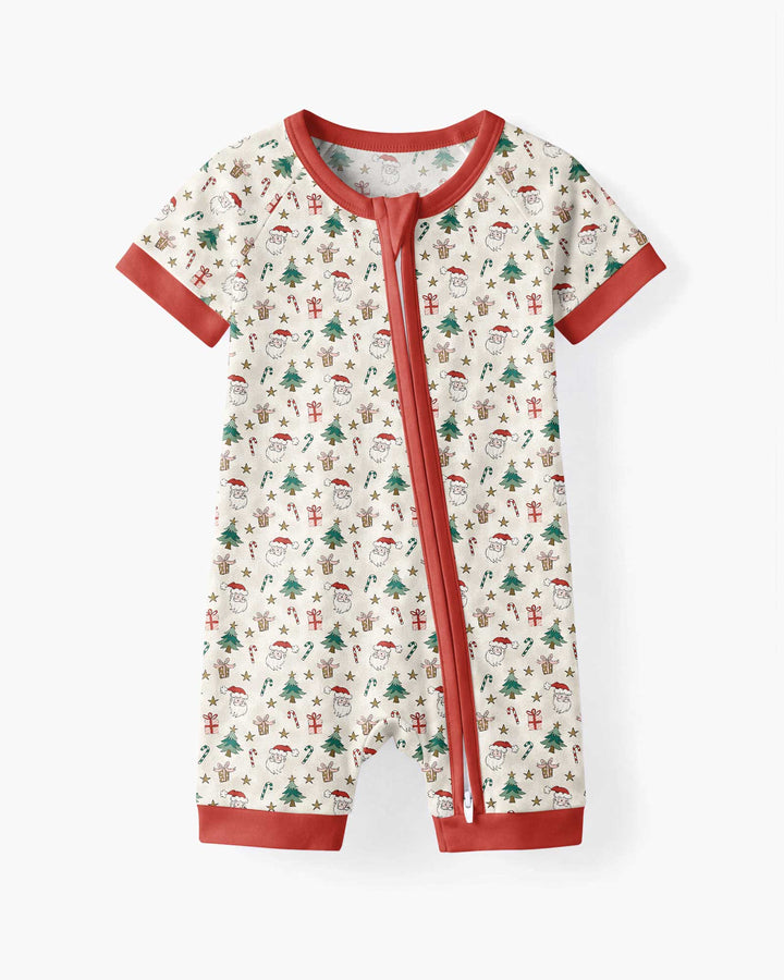Snowy Santa Bamboo Shorty Zippy