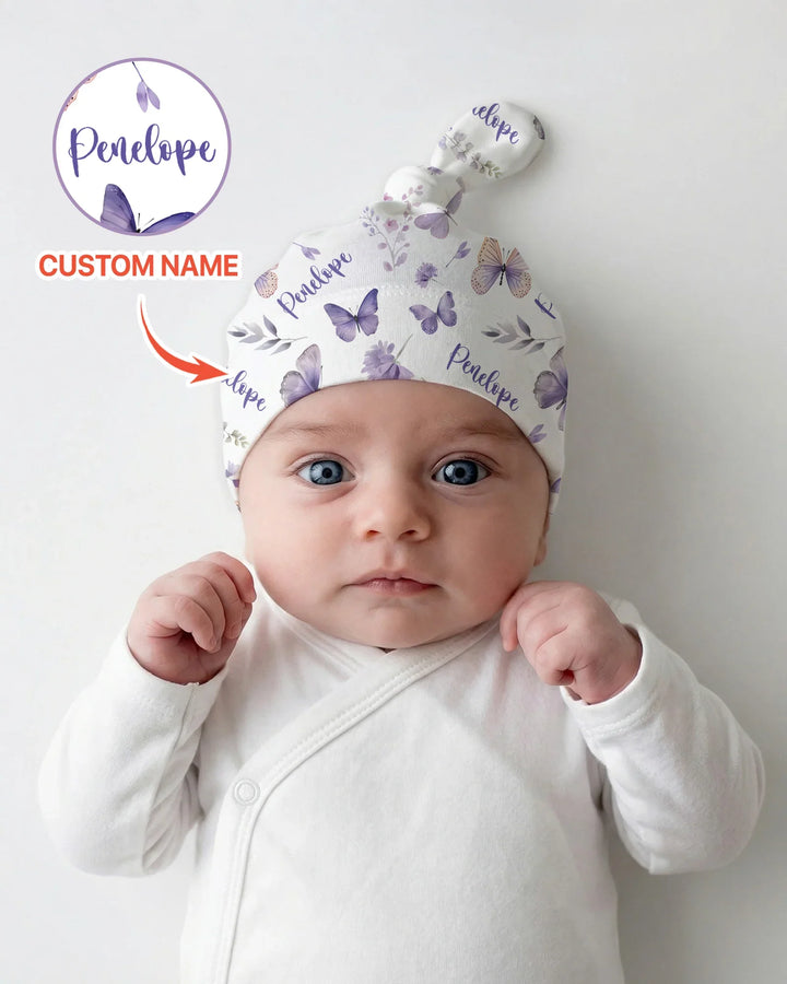 Custom Name Lilac Bloom Bamboo Knotted Hat
